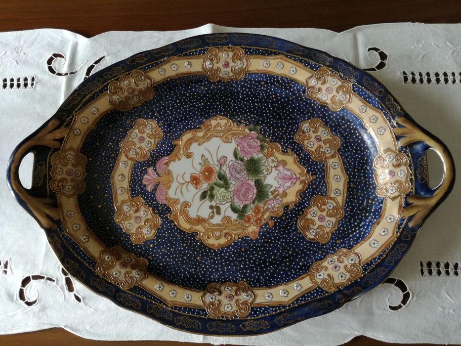 Conjunto de 3 peças decorativas pintadas à mão- Satsuma Art