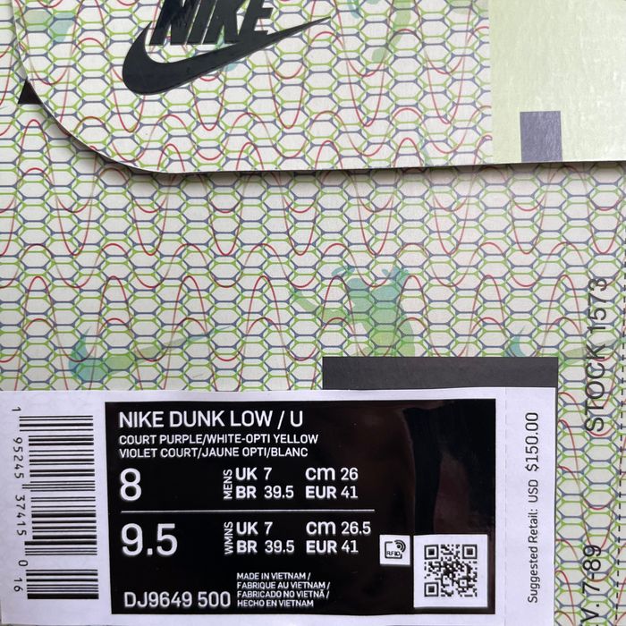 Кроссовки Union LA x Nike Dunk Low 'Purple' DJ9649-500 41EU (оригинал)