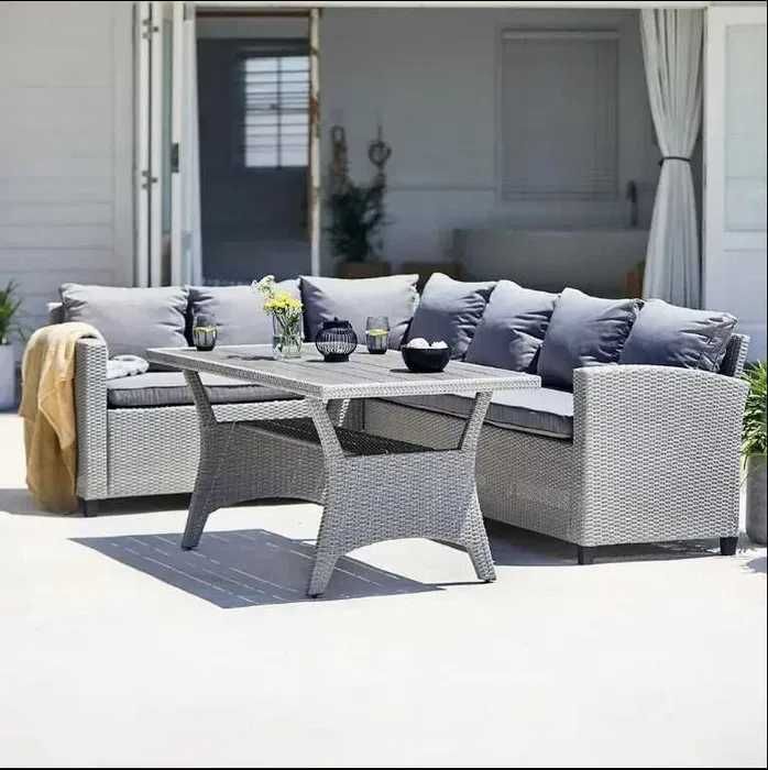 Zestaw Mebli Ogrodowych Grafitowy TECHNORATTAN Trwały Poduszki Stół