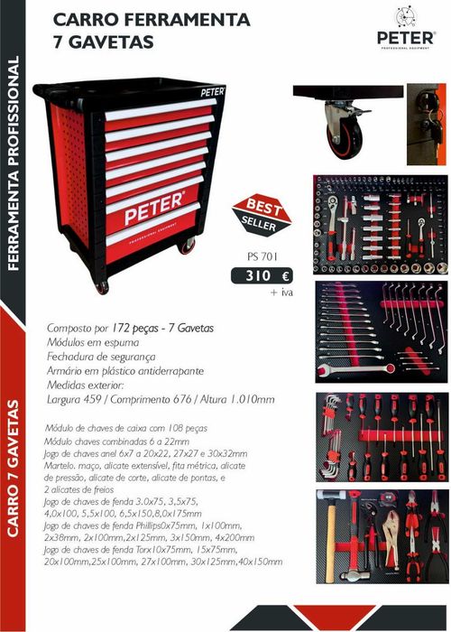 Carro Ferramentas Equipado 172Pcs