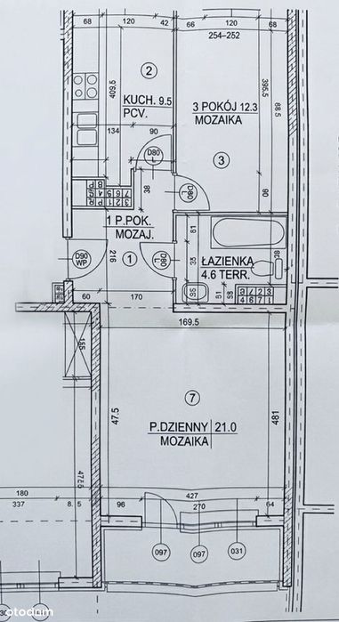 Przestronne 2 pokoje (54m²) przy Metrze Kabaty | Salon 21m² | Rok 1996
