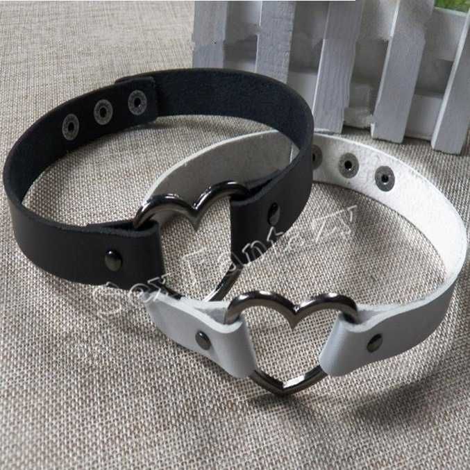 Чокер кожаный с сердечком, ошейник, сексуальное белье еротична білизна