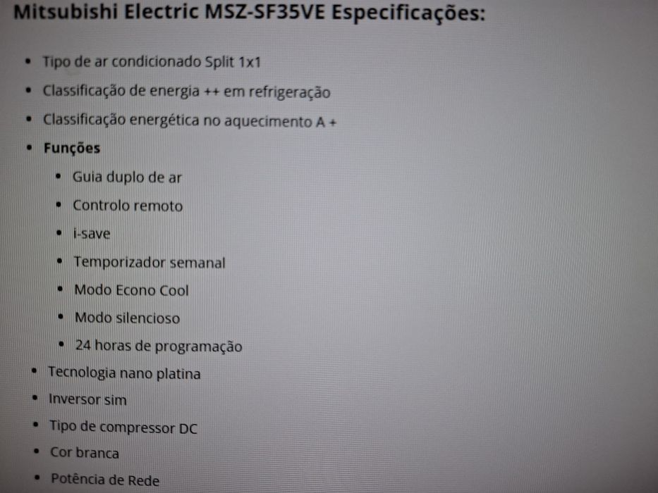 Ar condicionado Mitsubishi MSZ-SF35VE
