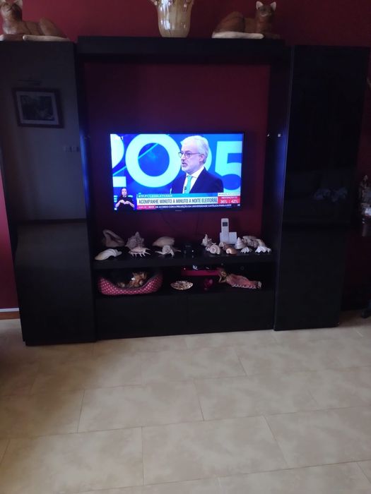 Móvel Moderno Preto com Portas Espelhadas