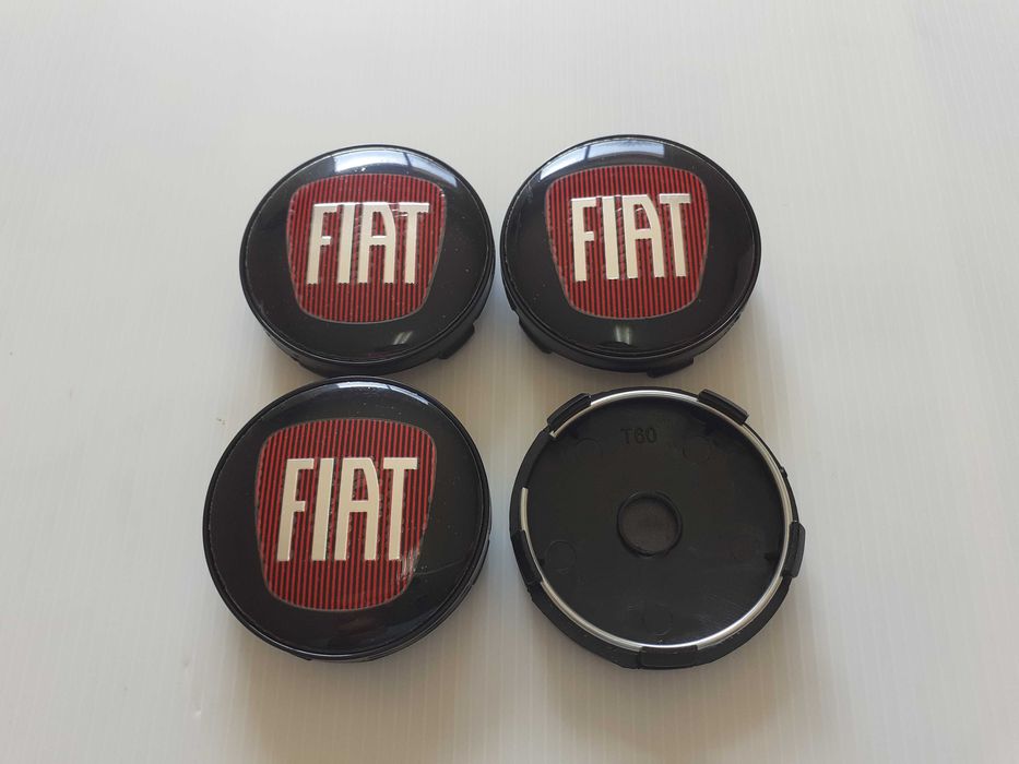 Centros/tampas de jante completos FIAT com 50, 56, 60, 65 e 68 mm