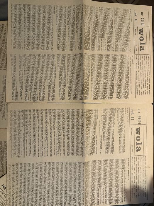 Kolekcja 12 szt pism podziemnych WOLA Solidarność 1983 Stan BDB