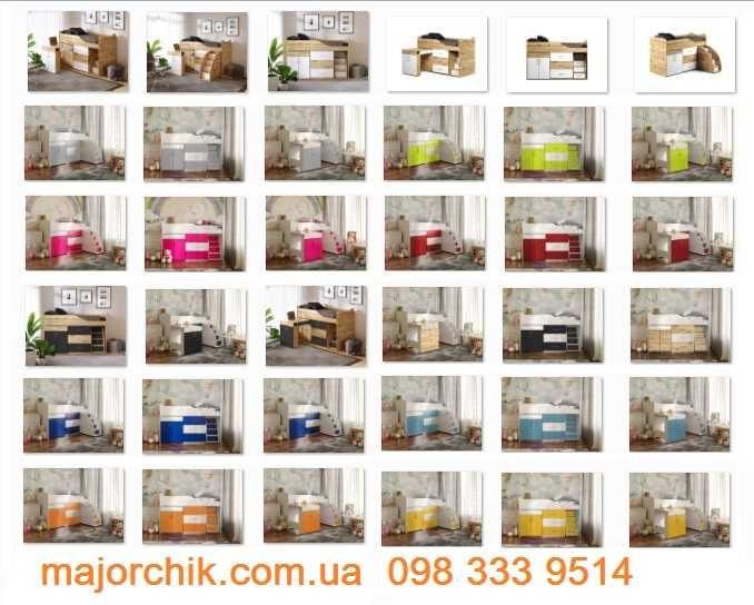 Ліжко чердак бедрум + комод + шафка стіл кровать горище 180х80см