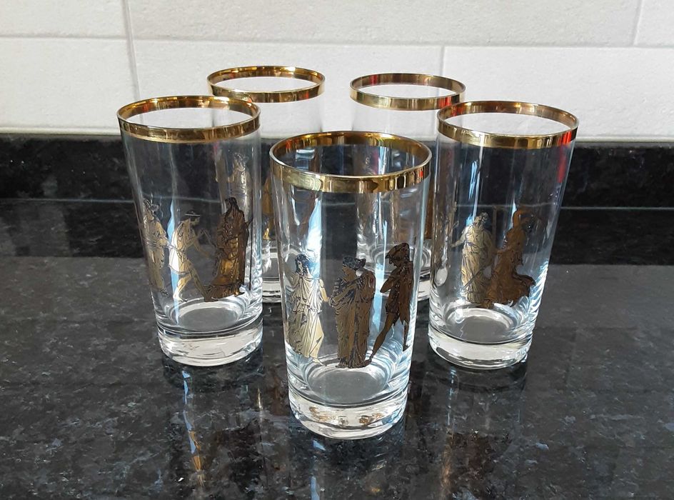 Conjunto de 5 Copos Antigos/Vintage (Feira Popular)