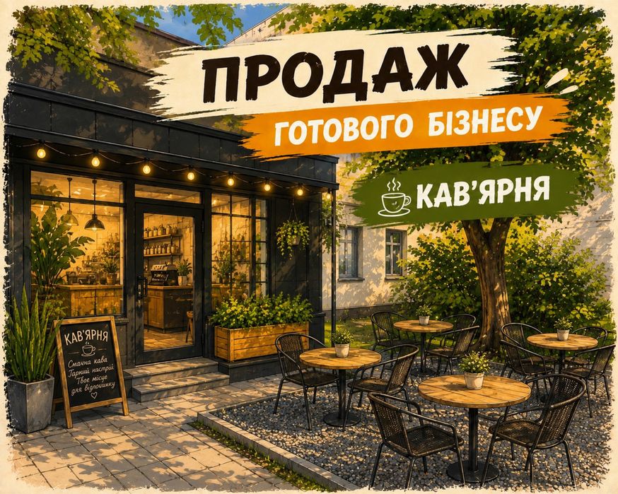 ТЕРМІНОВИЙ!!! Продаж готового діючого бізнесу кав'ярні , з чистим прибутком для власника в середньому 87 000 грн у місяць враховуючи вже всі виртрати