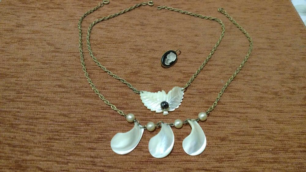 Перламутр бижутерия брошь серьги кулон камея