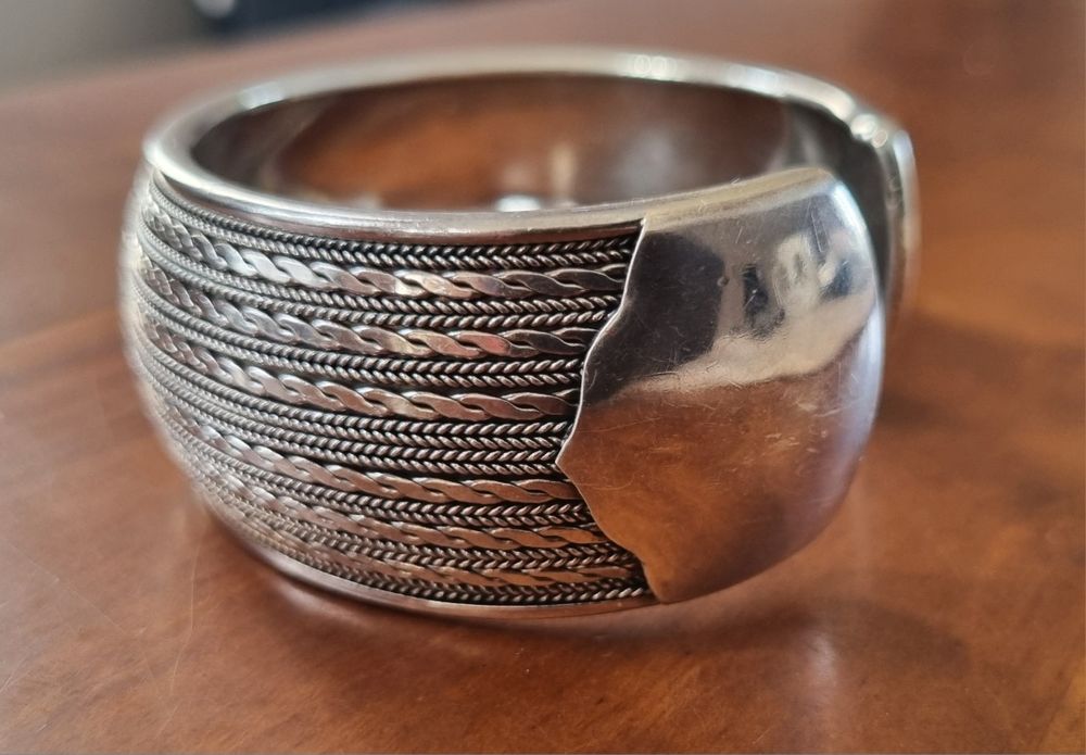 Szeroka srebrna bransoletka vintage 925