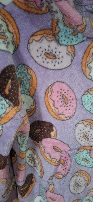Ciepła bluza z kapturem donut lila róż 130cm