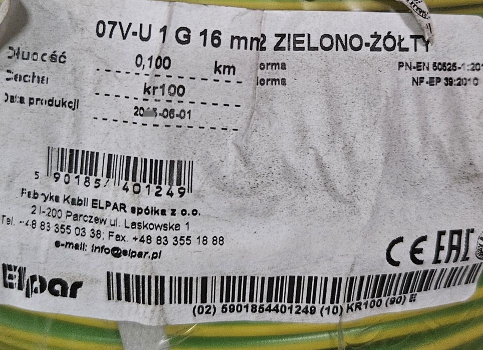 Przewód instalacyjny H07V-U (DY) 1x16