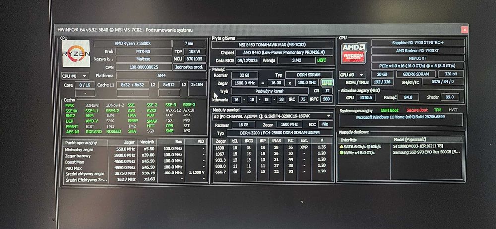 Ryzen 3800x b450 tomahawk max 32gb 3200mh Pruszków •