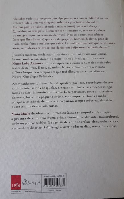 Livro "Sinto muito" de Nuno Lobo Antunes