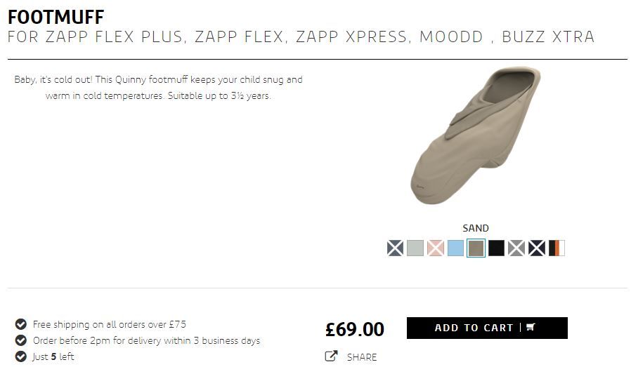 QUINNY saco compativel com carro de passeio, para manter bébé quente