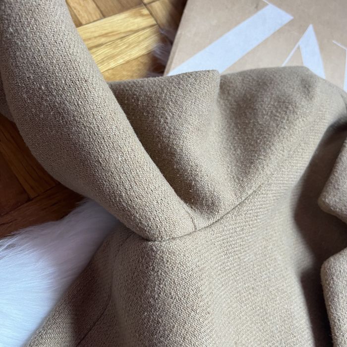 Płaszcz camel beżowy brązowy na jesień przejściowy długi xs 34