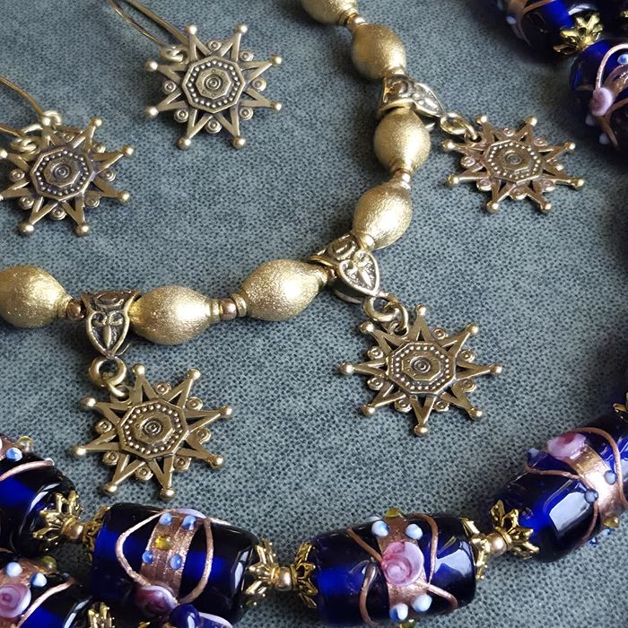 Намисто “Різдвяна ніч”, коралі, прикраса, латунь, ручна робота
