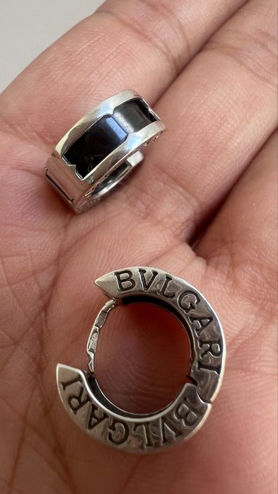 Серьги белое золото 585 оникс Bvlgari вес 7,35