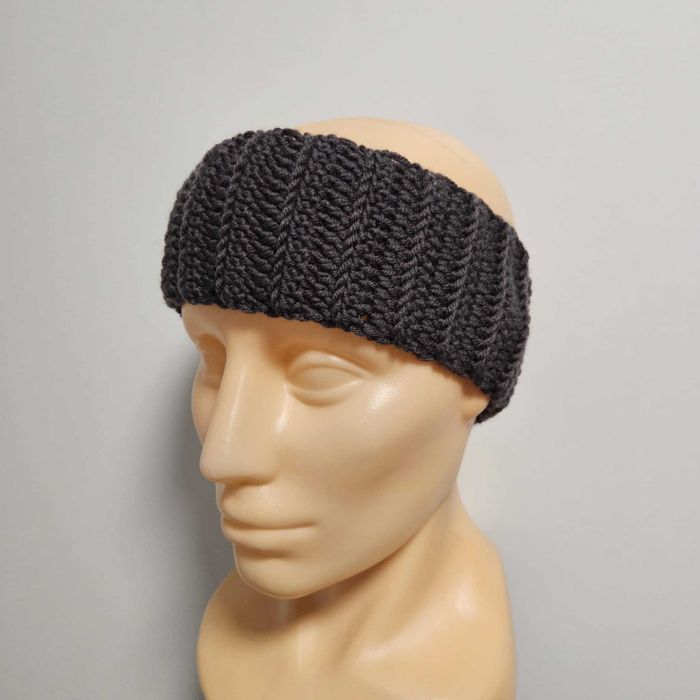 Opaska na głowę zimowa handmade wełna merino 100% brązowa mokka