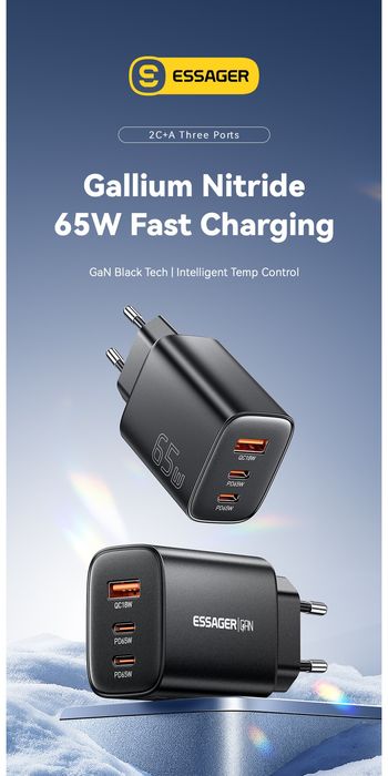 Швидка зарядка Essager 65W GAN
