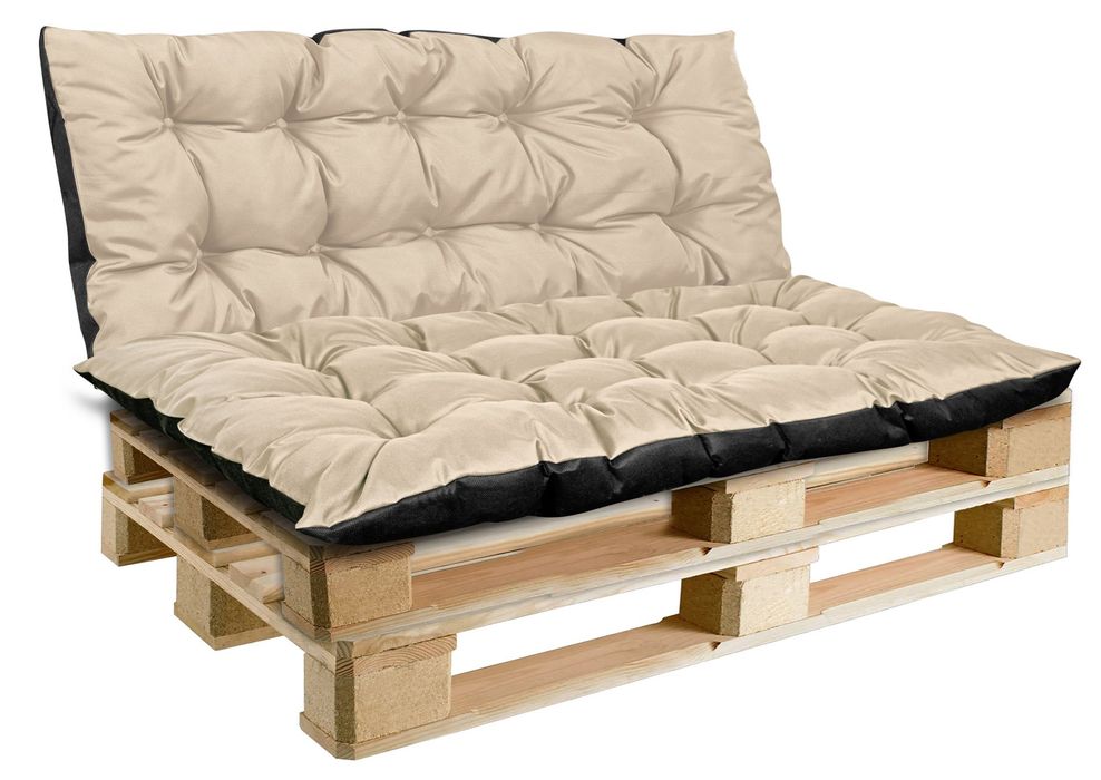 Zestaw Poduszka ogrodowa 120/80 cm + 120/40 cm na ławkę palety beżowy