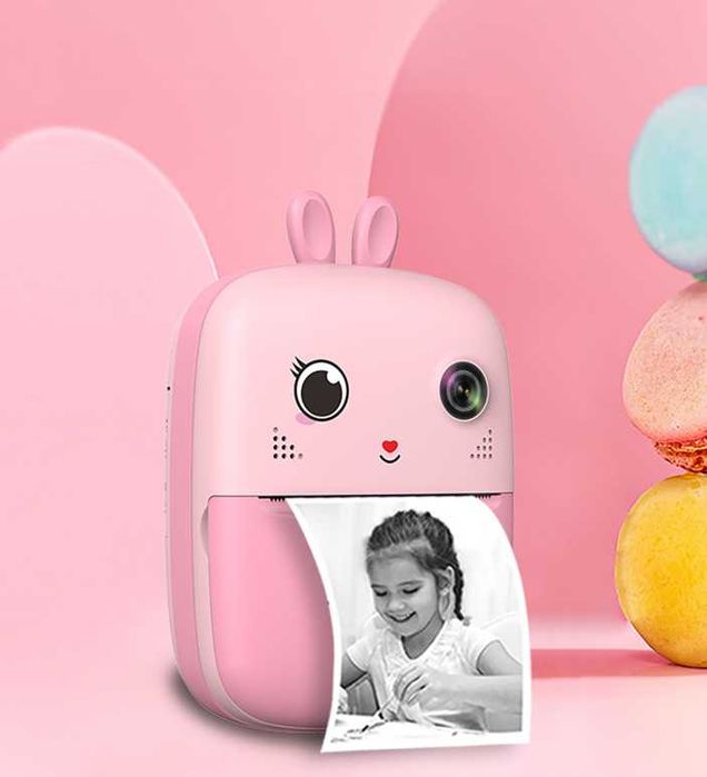 Mini drukarka termiczna z aparatem fotograficznym i kamerą - różowa