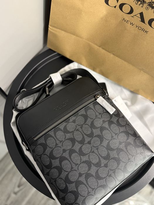 Сумка барсетка мужская коач кожанная coach