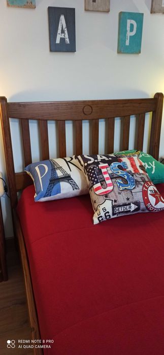 Cama madeira maciça "cerne"com colchão