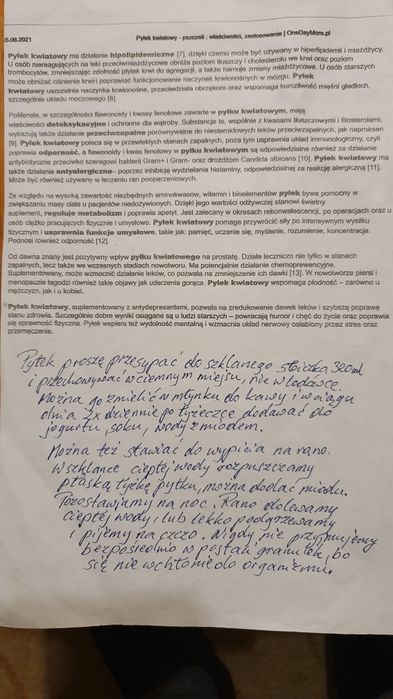 Pyłek Pszczeli,Regeneracja,Prostata, CANDIDA