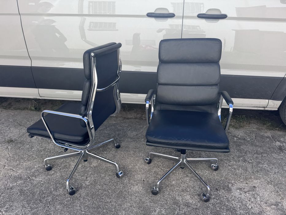 2x fotel biurowy Vitra ea 219 czarna skóra