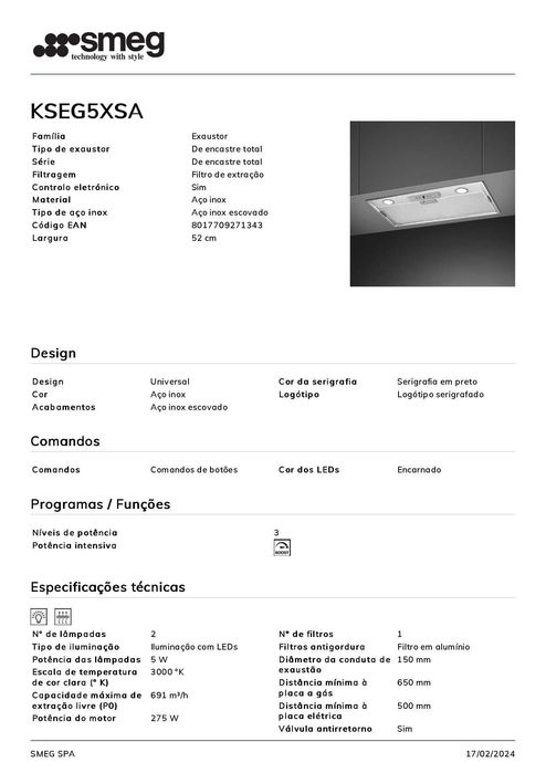 Exaustor SMEG - novo