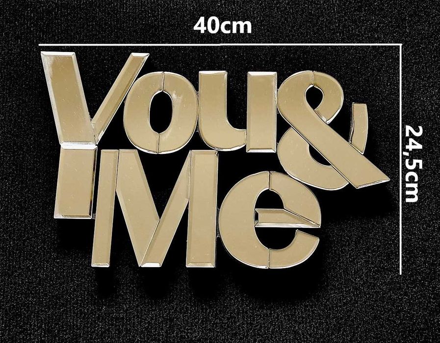 Letreiro romântico espelho decoração You & Me