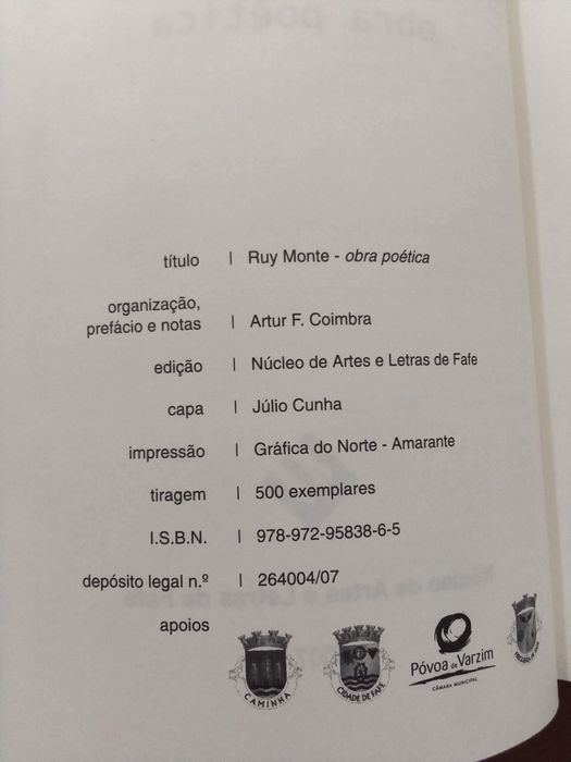 Ruy Monte - obra poética - Artur F Coimbra