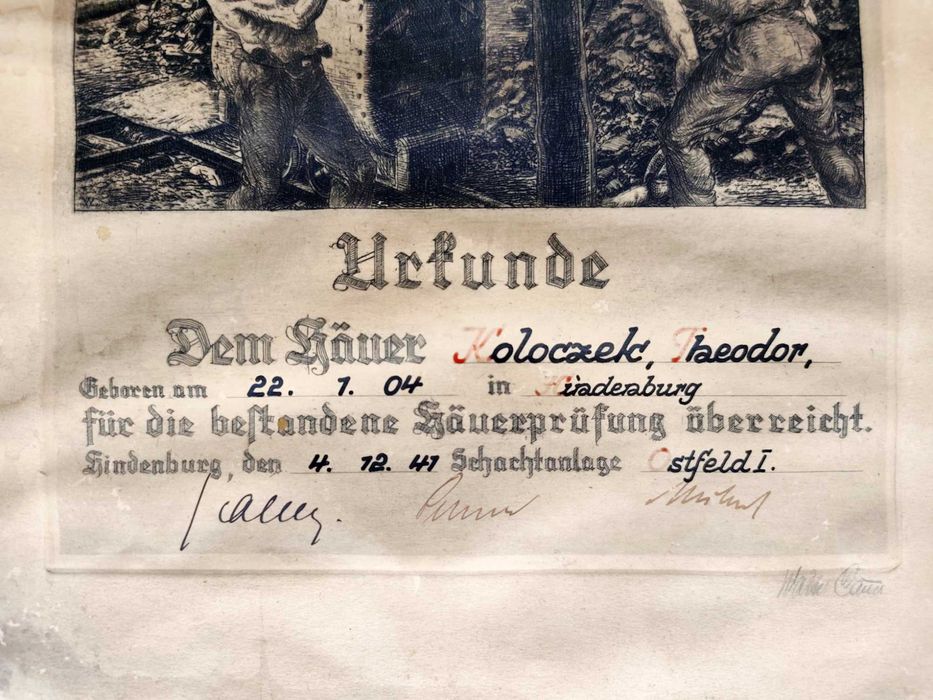 Certyfikat Górniczy Häuerprüfung Hindenburg 1941