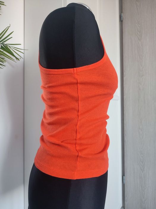 pomarańczowy top prążkowany na ramiączkach bokserka podkoszulka 34 XS