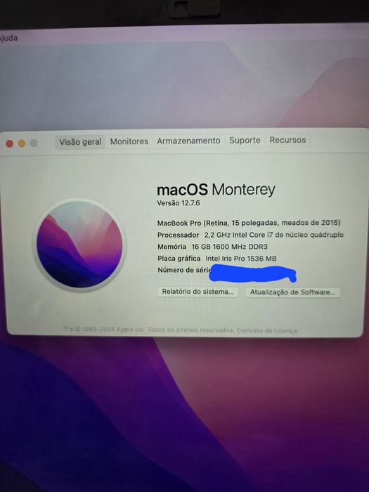 Macbook Pro 15 Retina 2015 16GB/256GB