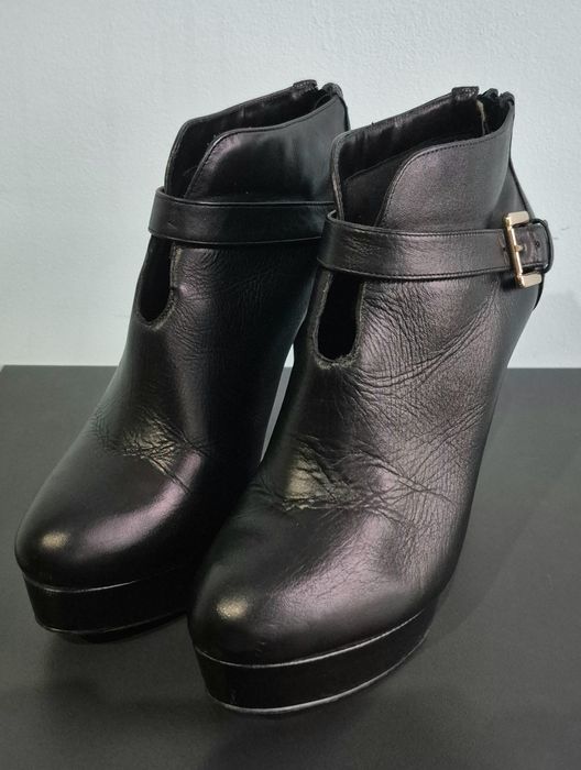 Kazar Czarne skórzane botki na szpilce rozm. 39