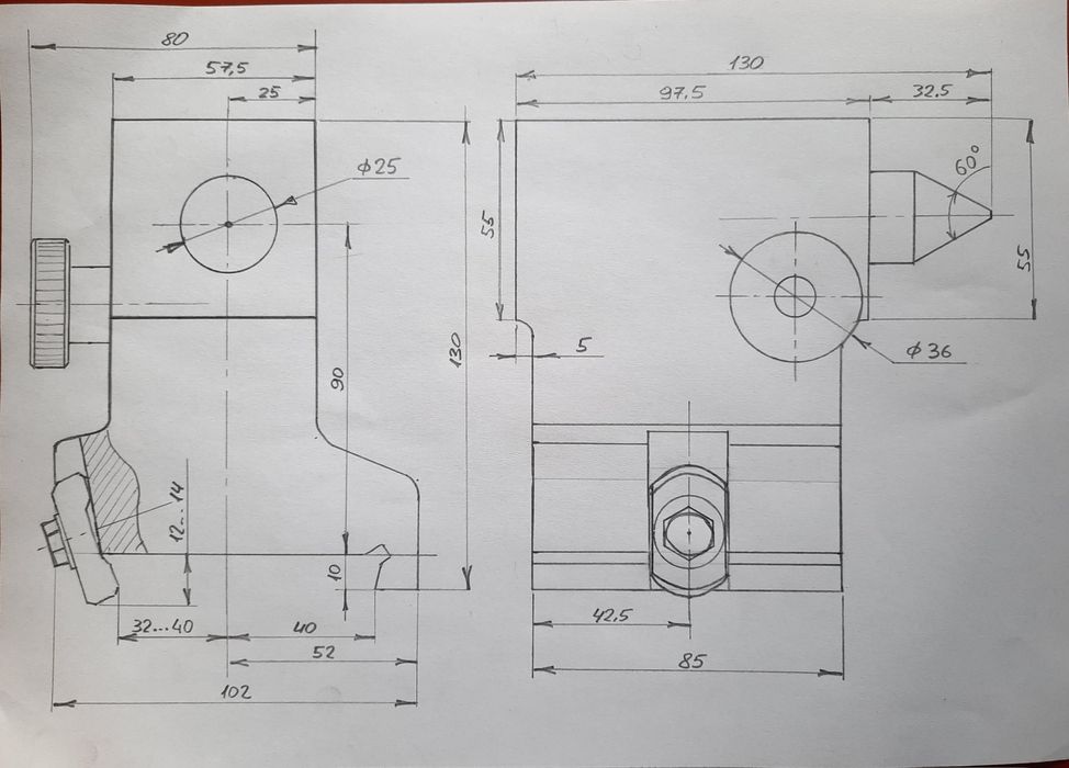 Бабка з центром 60 град
