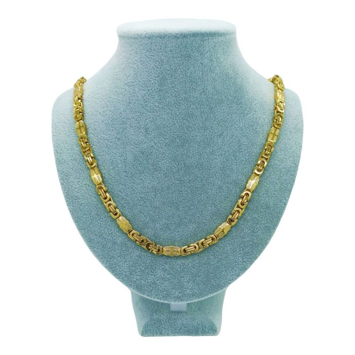 Złoty komplet męski łańcuszek i bransoletka splot królewski stal 316L