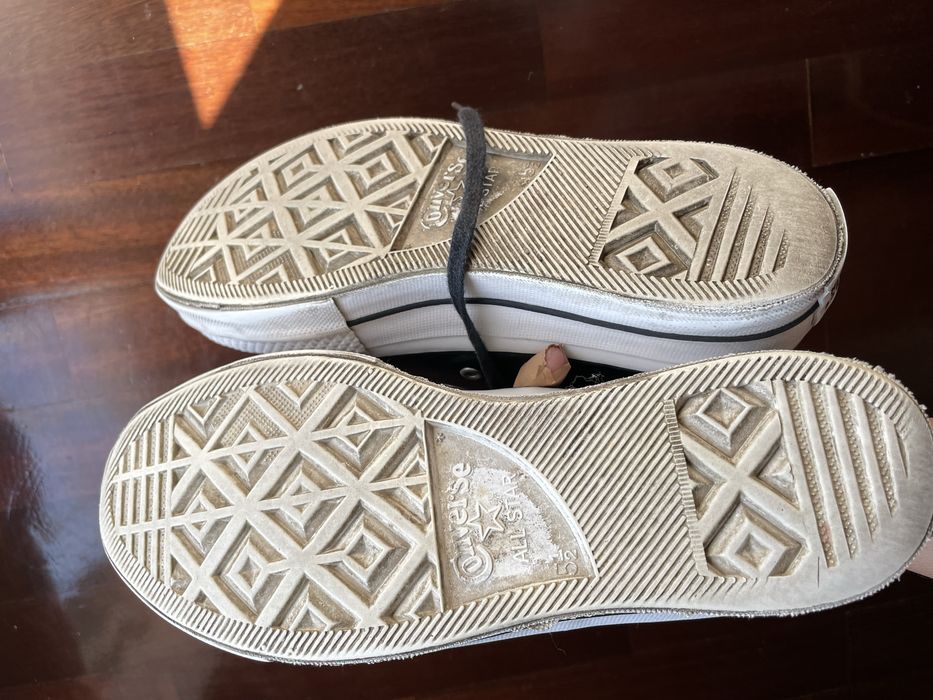 All star plataforma preto em pele