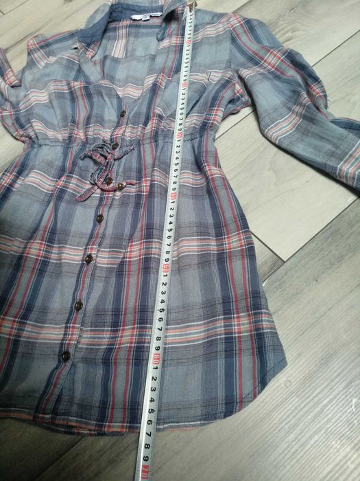Koszula z długim rękawem odcinana pod biustem imitująca jeans