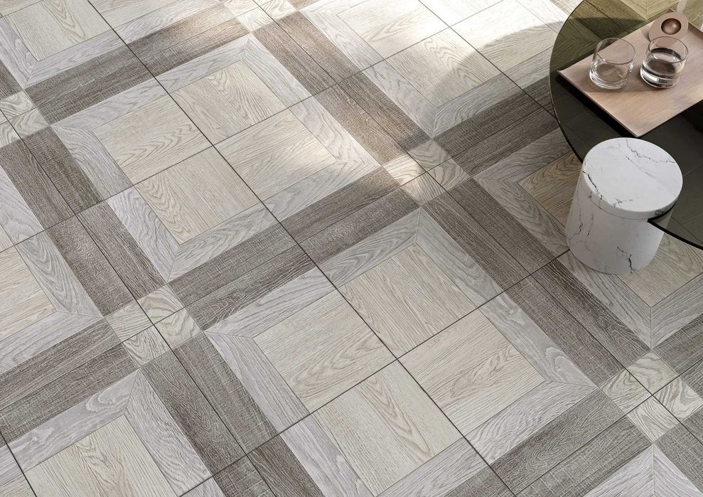 Матовая Серо Бежевая плитка на Пол French Wood 400х400х7 мм