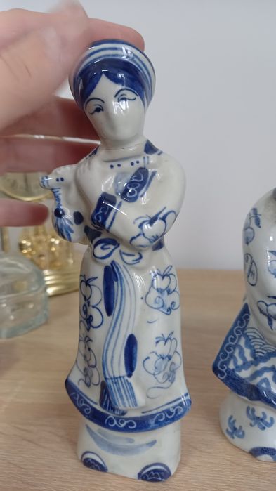 Figurki chińskie porcelanowe mędrcy grajek vintage Zestaw 4 figurek