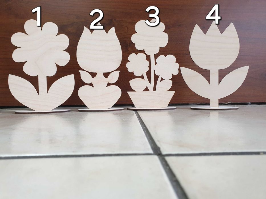 Drewniany kwiatek prezent dekor 17cm