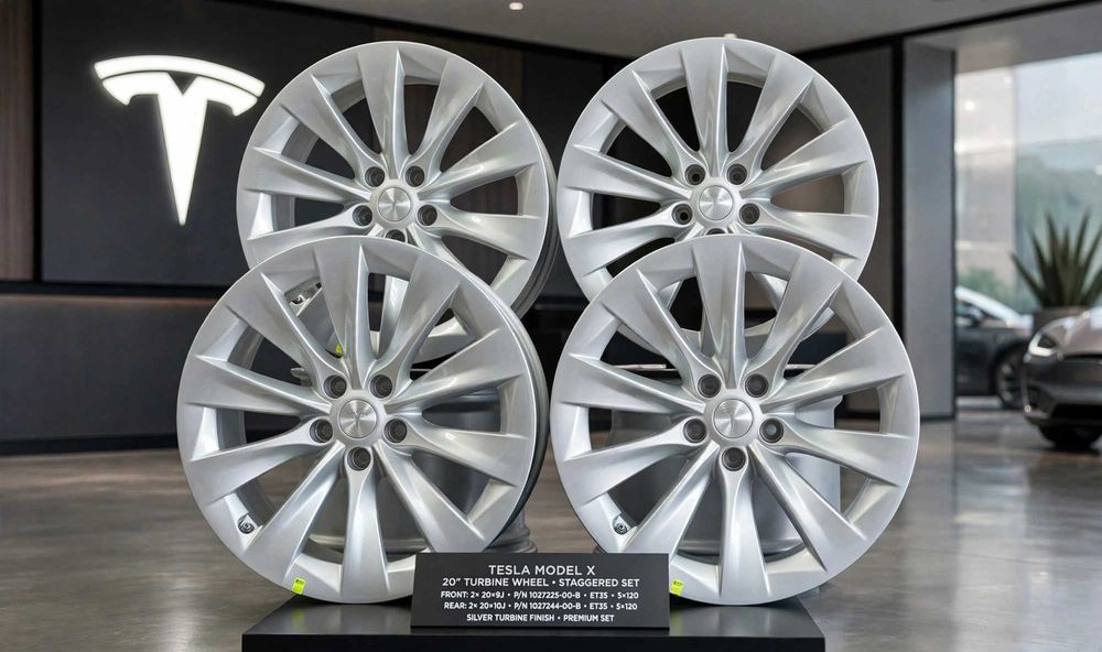 Felgi Tesla Model X 20" 1027225-00-B 1027244-00-B 9J 10J ET35 5x120 Turbine + TPMS OEM KPL