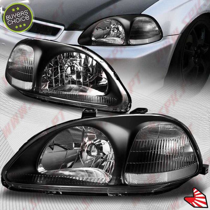Faróis Look JDM Black - Honda Civic Pré-Facelift (96-98) - Novos
