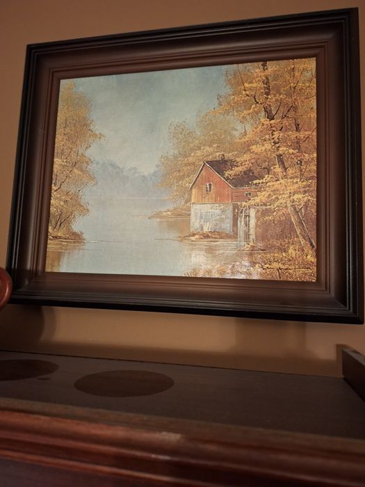 Obraz domek nad rzeką
