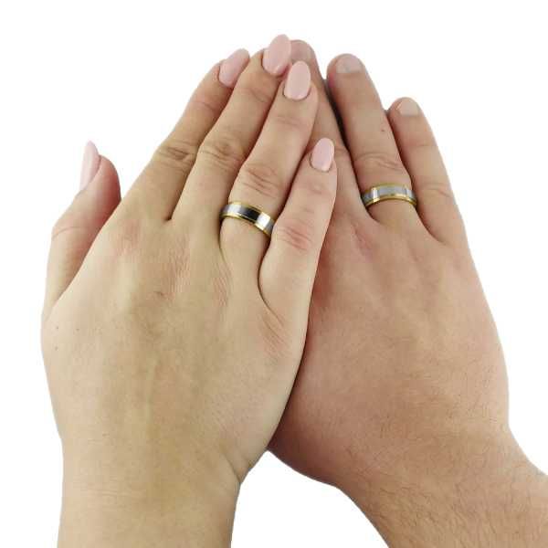 Klasyczne Złote Srebrne Obrączki Ślubne Stal 316L Para KO16