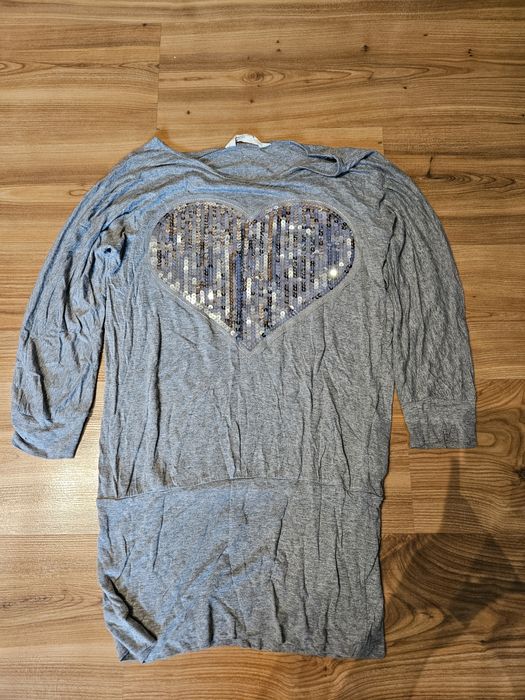 Szara tunika serce H&M 158/164